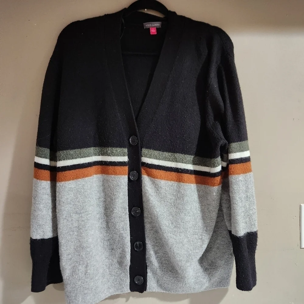 Vince Camuto Cardigan Black Grey Tan Size Large